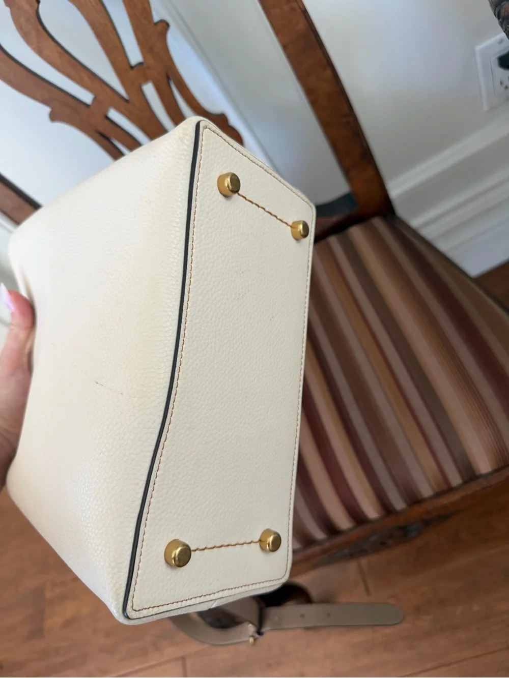 Coach Cream Pebble Leather Crossbody with Gold Hardware